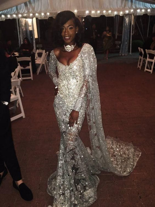 Charmante robe de bal sirène, robe de bal brillante fg1065