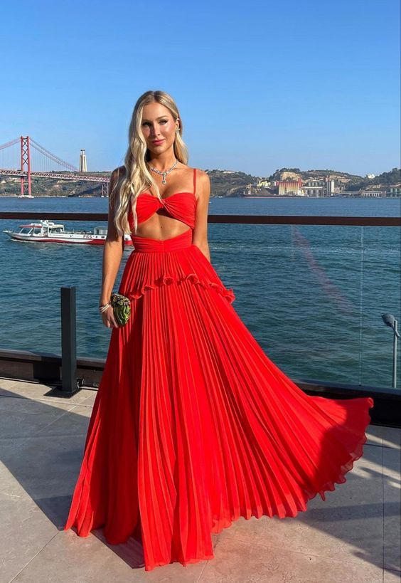 Red Prom Dress Women Sexy Dresses Elegant Simple Party Dress fg1957
