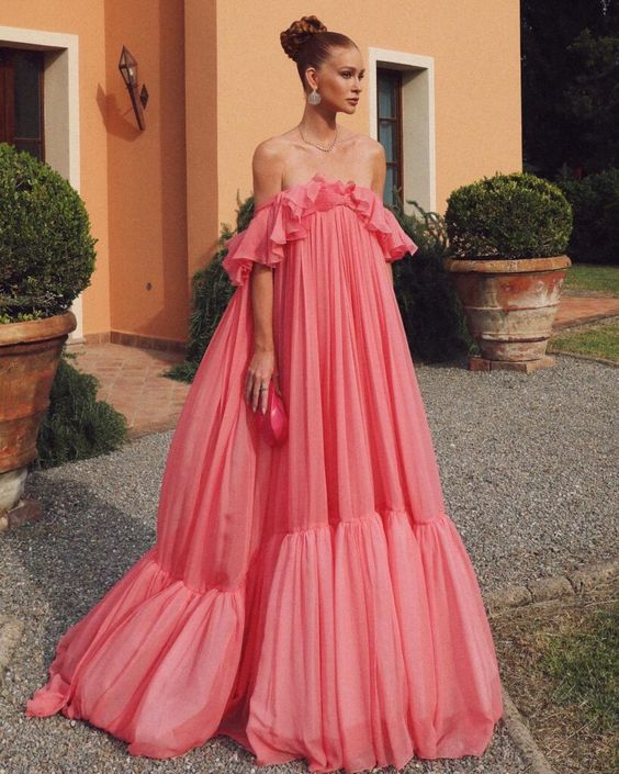 Pink long formal prom dress, long evening party Gown fg897