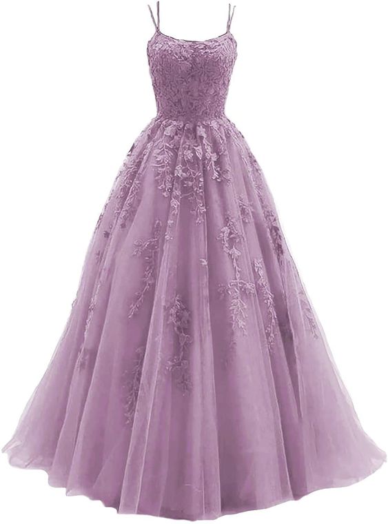 Spaghetti Strap Prom Dress Ball Gown Lace Appliques Wedding Tulle Homecoming Long Dress Princess Formal Evening Gowns fg1854