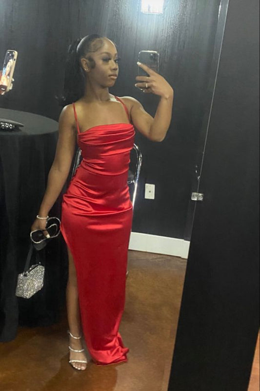 Robe de bal rouge pour femmes, robe sexy, élégante et simple, robe de soirée fg1947