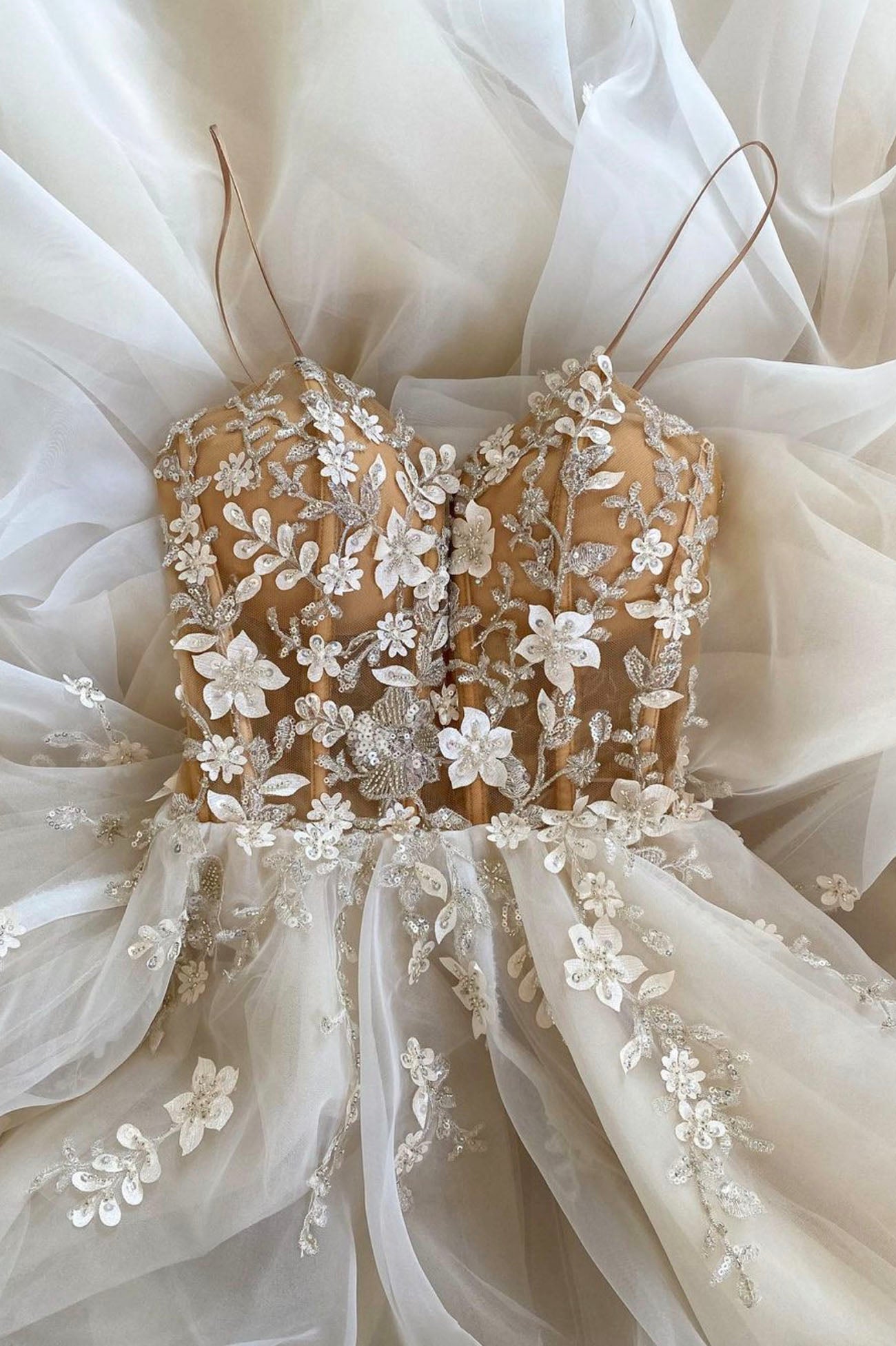 CHAMPAGNE CHIFFON BEADS LONG PROM DRESS A LINE EVENING DRESS fg2398