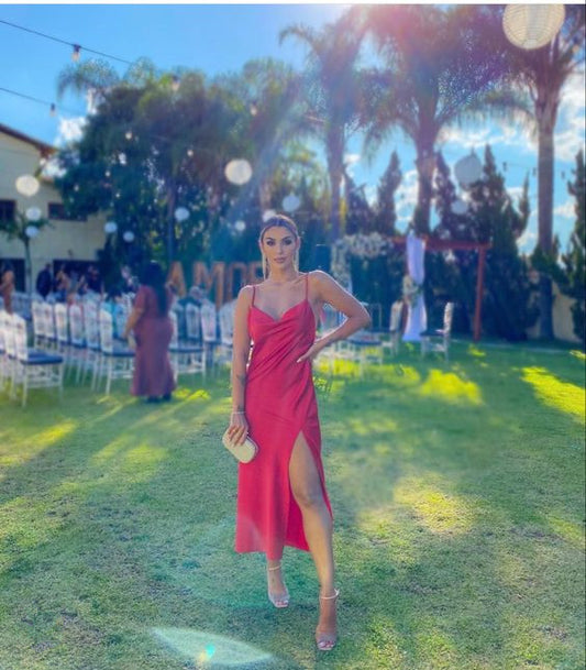 Robe de bal rouge mi-longue fg2165