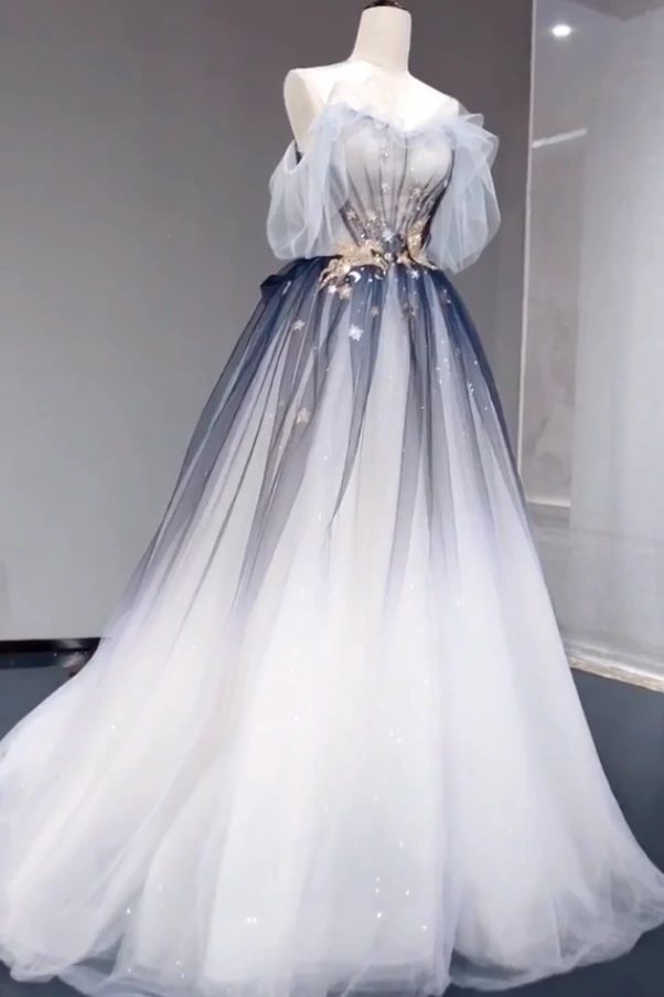 ombre tulle prom dress Lace-Up Ombre Purple Long A-Line Prom Dress C1251 Purple / 00
