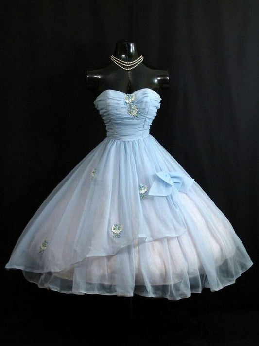Robe de bal courte bleue, robe de soirée fg1083