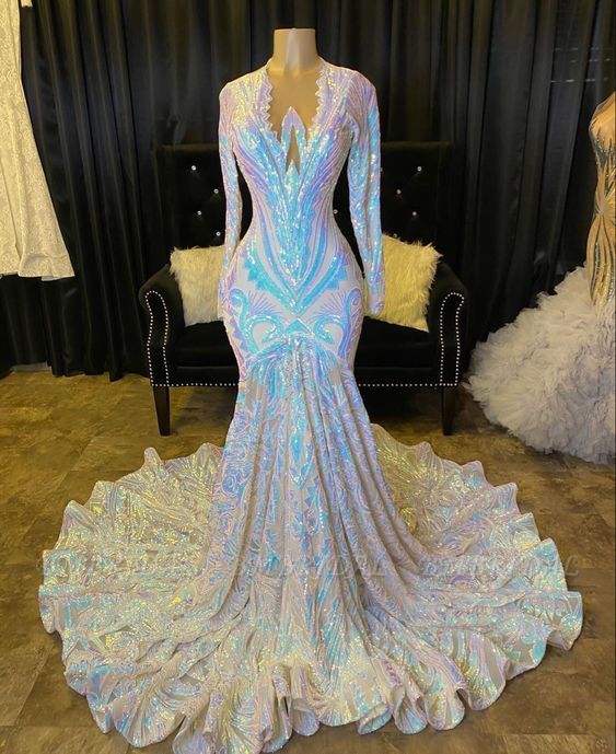 Long Sleeves Mermaid Prom Dress With Sequins fg2281 formalgowns Long Sleeves Mermaid Prom Dress With Sequins fg2281 formalgowns