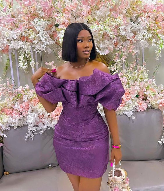 Robe de soirée courte violette fg1375