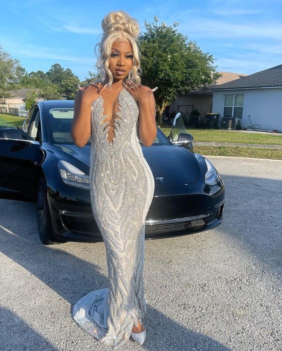 Silver Mermaid Women Formal Evening Party Prom Gowns fg2240