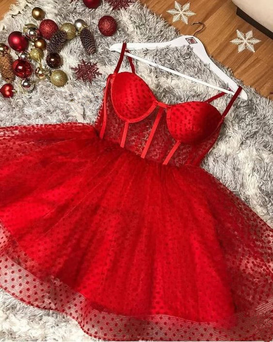 Robe Hoco rouge, robe d'anniversaire courte, robe de cocktail fg2095