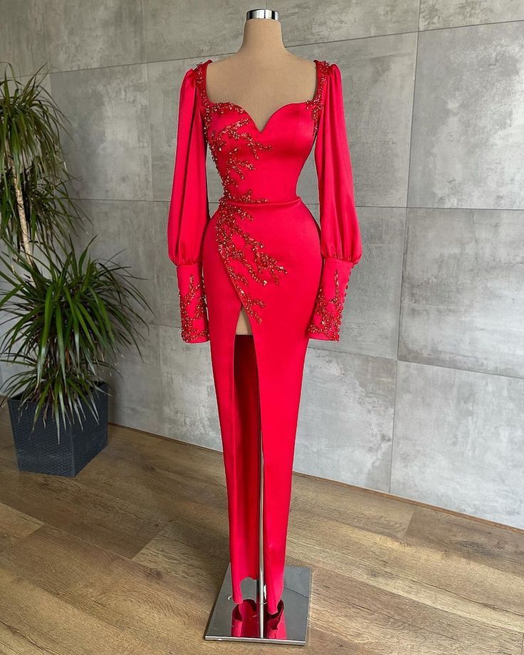 Red long sleeves fashion prom dress fg3317 formalgowns Red long sleeves fashion prom dress fg3317 formalgowns