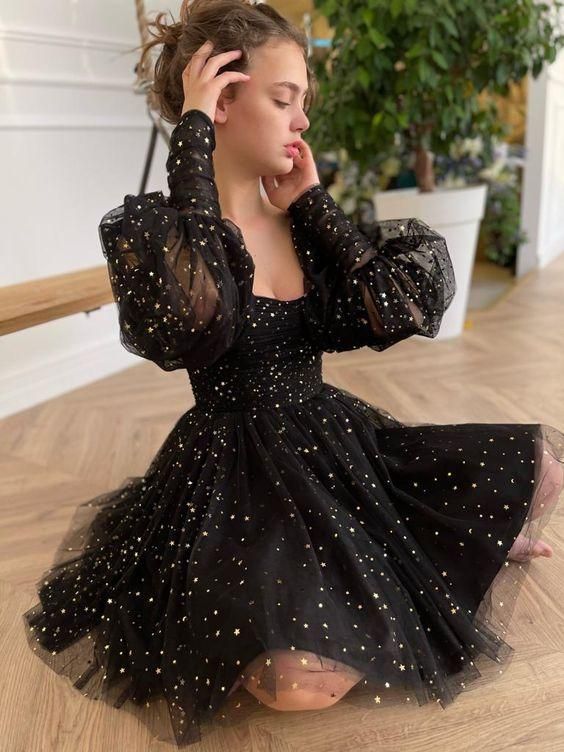 A-line tulle evening dresses, long sleeves princess dress homecoming d formalgowns A-line tulle evening dresses, long sleeves princess dress homecoming d formalgowns