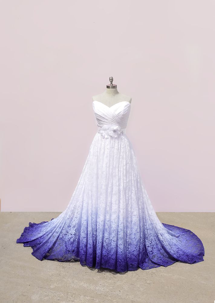 White and Purple Sweetheart Lace Wedding Dress, Ombre Wedding Dresses formalgowns White and Purple Sweetheart Lace Wedding Dress, Ombre Wedding Dresses formalgowns