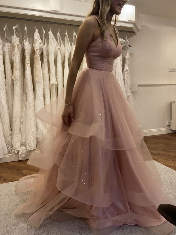 A-Linie Rosa Langes Ballkleid Formelle Abendkleider fg3278