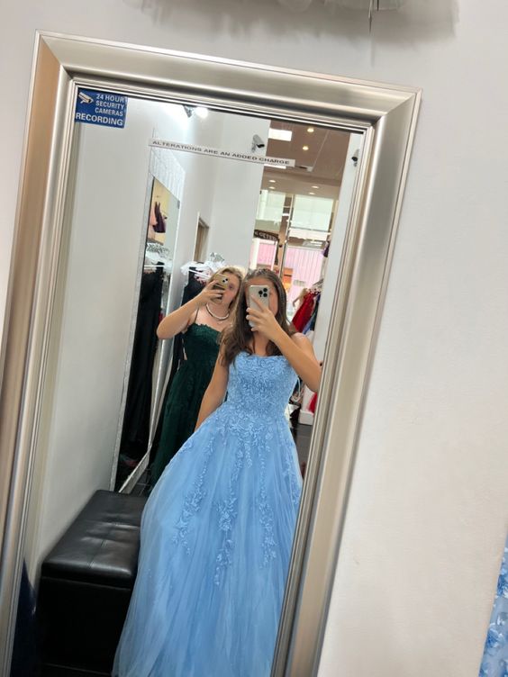 blue mirror prom dress Blue One Shoulder Mirror Long Prom Dresses with Cutout VK23090803 Vickidress