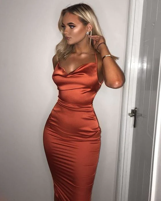 Robe de bal orange à bretelles Sapghetti fg1867