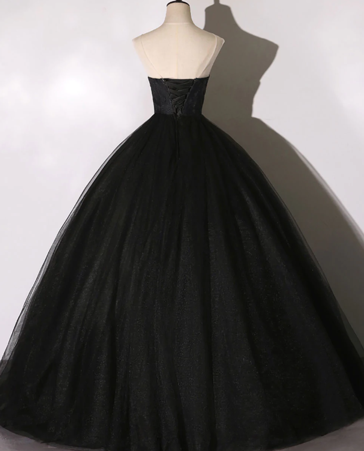 Black Long Prom Dresses, Black Lace Formal Evening Dress fg1308
