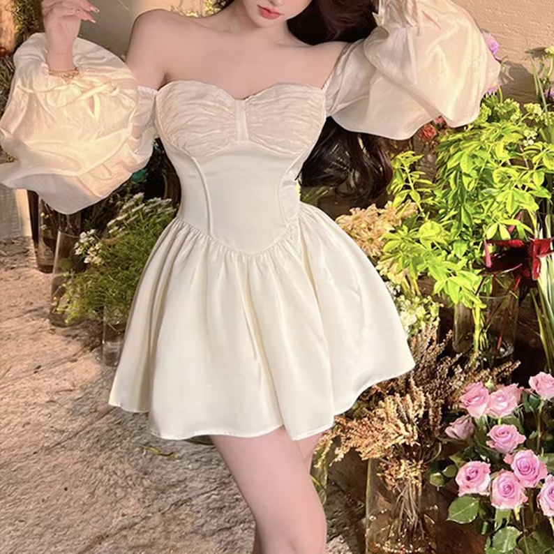 Puff Sleeve Mini Dress,French Fairy Dress Homecoming Dress fg2747 formalgowns Puff Sleeve Mini Dress,French Fairy Dress Homecoming Dress fg2747 formalgowns