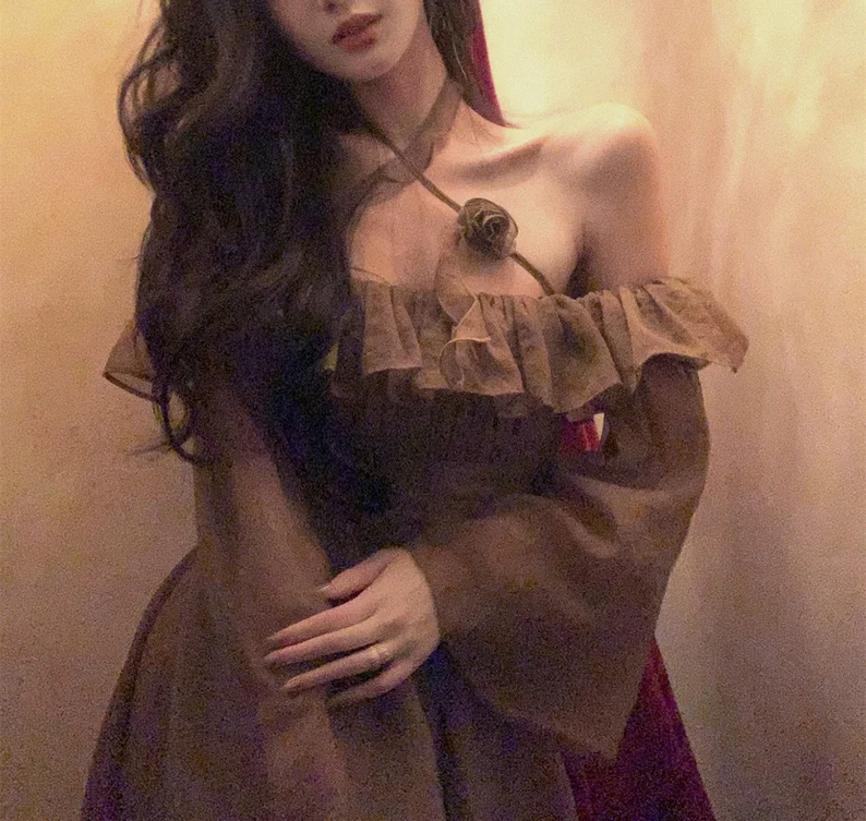 Ruffles One-shoulder Dress,Tulle Lantern Sleeve Fairy Dress,Homecoming formalgowns Ruffles One-shoulder Dress,Tulle Lantern Sleeve Fairy Dress,Homecoming formalgowns