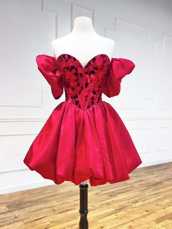 Mini/Short Red Satin Short Prom Dresses, Short Homecoming Dress fg2231 formalgowns Mini/Short Red Satin Short Prom Dresses, Short Homecoming Dress fg2231 formalgowns