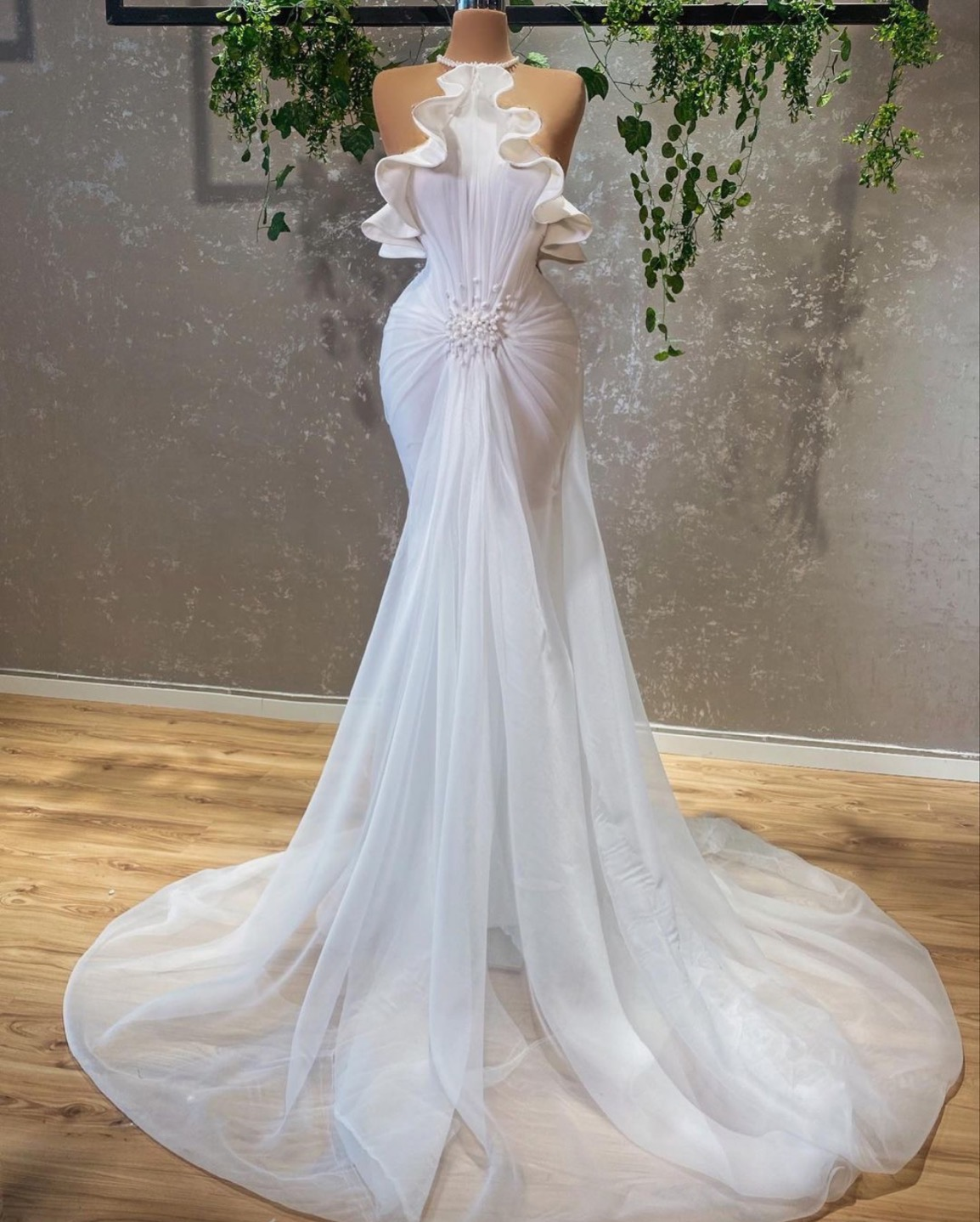 white evening dress, tiered evening dress, formal party dress wedding