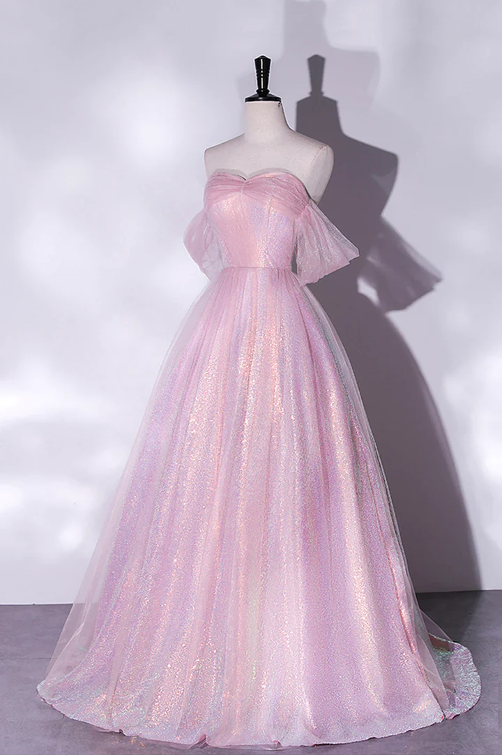 graduation dress pink Off the Shoulder Beading Bodice Dusty Satin PD2575 You can choose the sizes 2 to 16 Pink Tulle Sequins Long Prom