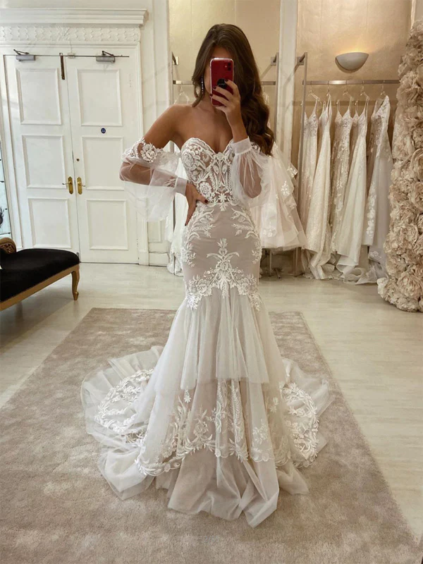 Charming Mermaid Lace Vintage Fashion Modest Wedding Dresses fg2559 formalgowns Charming Mermaid Lace Vintage Fashion Modest Wedding Dresses fg2559 formalgowns