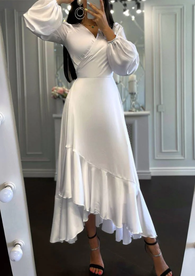 Women's Dresses Solid Long Sleeve Ruffle Slim Fit Dress fg1515