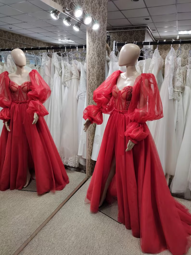 Laternenärmelkleid, Tüllspitzenkleid, Abschlussballkleid, Abendkleid, Cocktailkleid fg2482