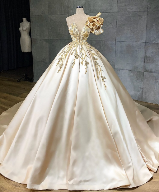 Robes de mariée de créateur, robe de soirée princesse fg1085