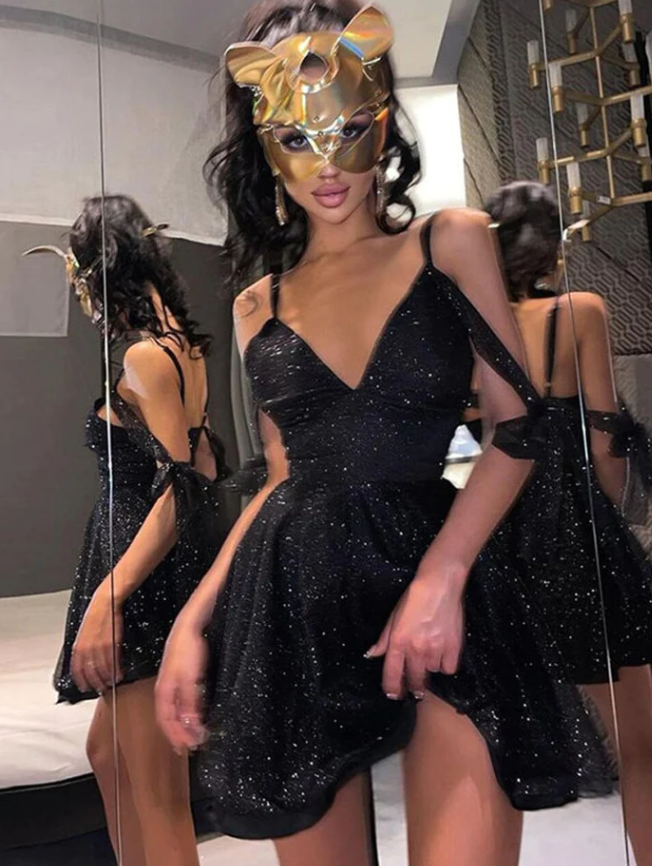 ROBE DE RENTRÉE SEXY À COL EN V ET SANS BRETELLES fg1131