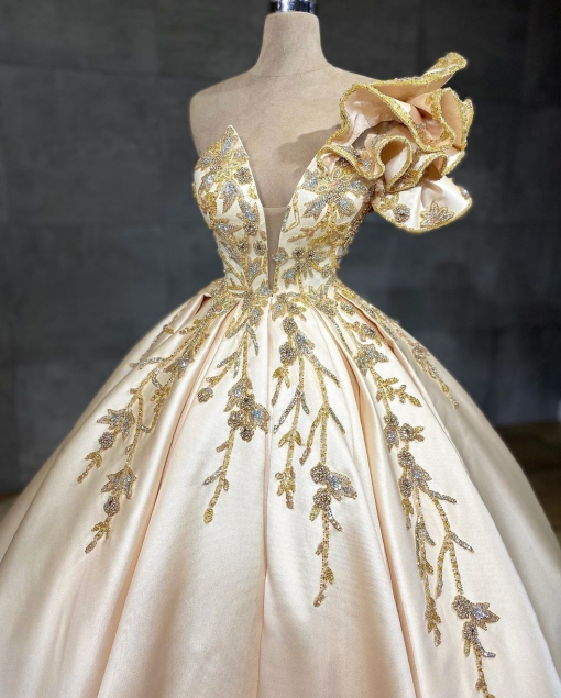 Robes de mariée de créateur, robe de soirée princesse fg1085