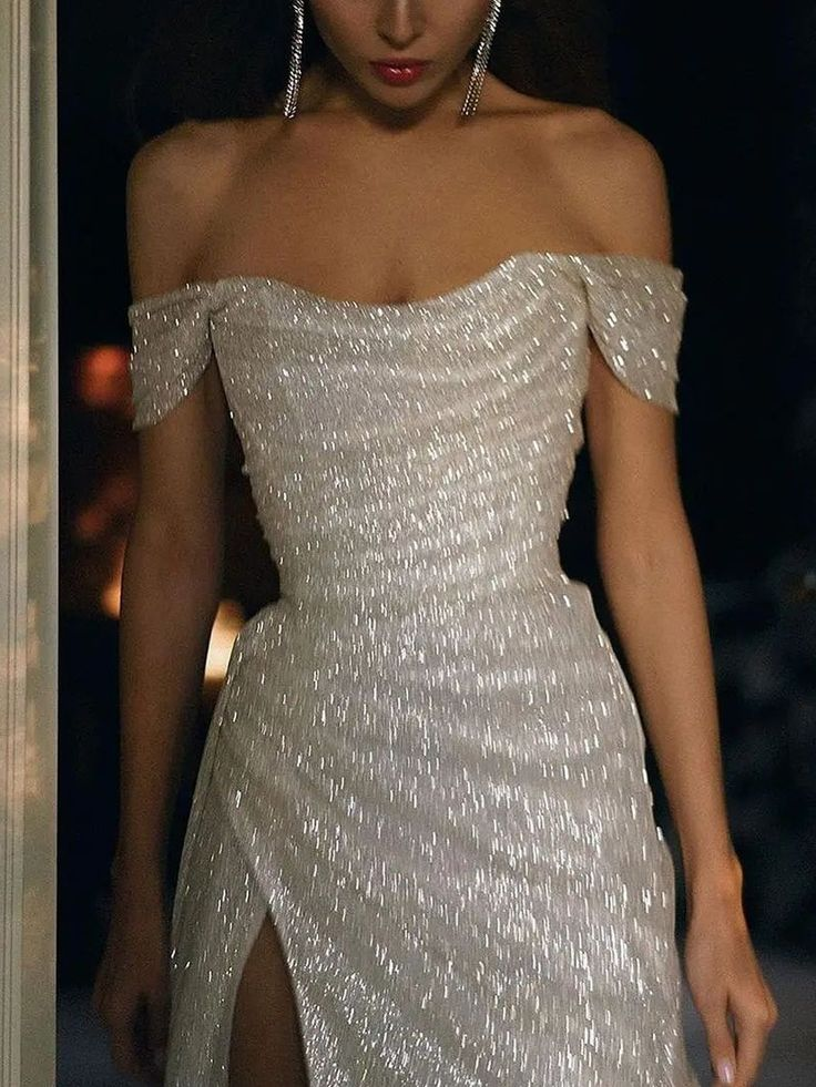 Mermaid Sweep Train Split Front Sequins Luxury Evening Dress fg1920