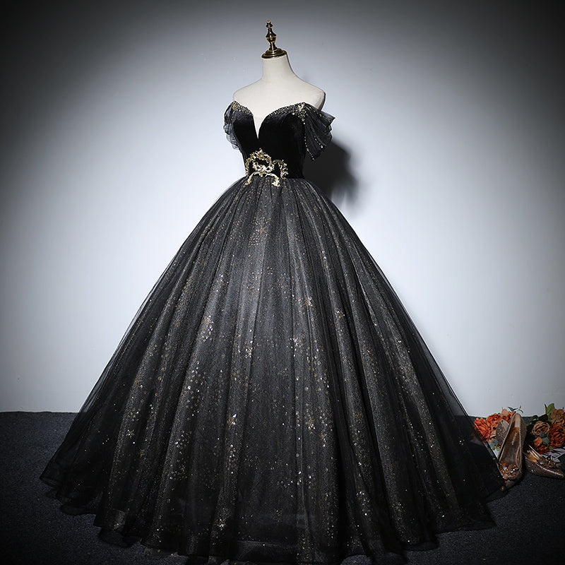 Black evening dress 2022 new dress long elegant prom dress fg126