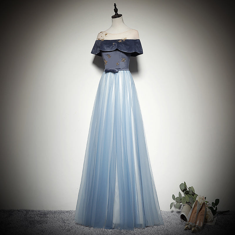 Robe simple et généreuse, nouveau style, robe de demoiselle d'honneur bleue, robe de soirée, robe de bal fg168