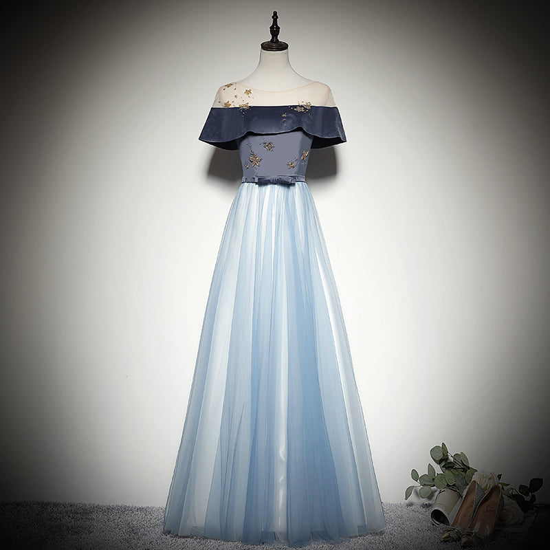 Robe simple et généreuse, nouveau style, robe de demoiselle d'honneur bleue, robe de soirée, robe de bal fg168