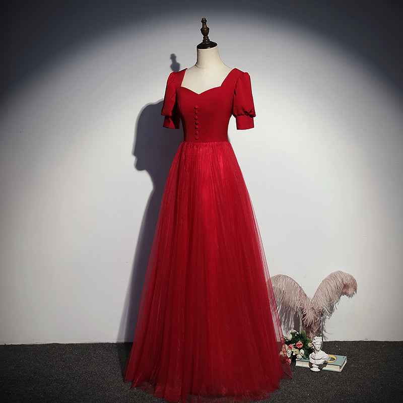 Robe de soirée rouge trapèze, nouvelle robe de bal longue fg187