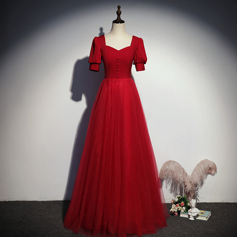 Robe de soirée rouge trapèze, nouvelle robe de bal longue fg187