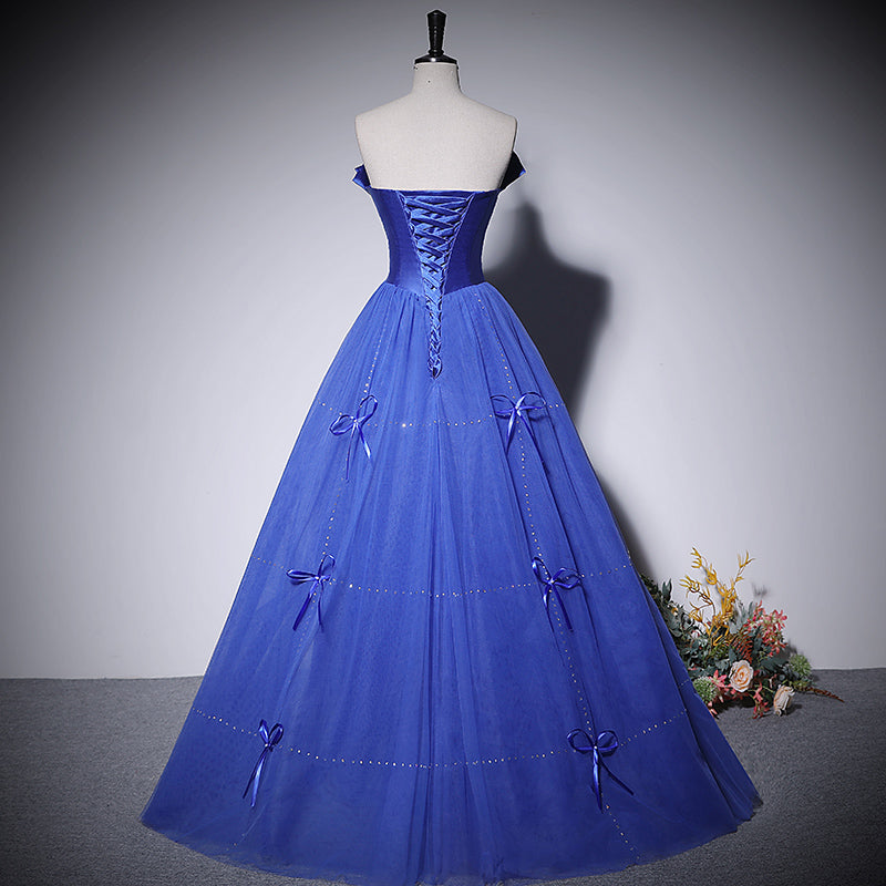 Robe de soirée bleue trapèze, nouvelle robe de bal, robes de soirée fg223