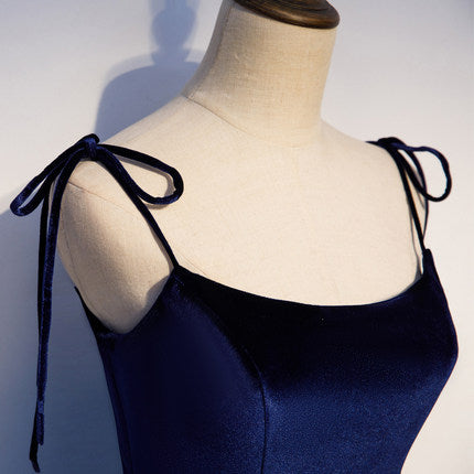 Schlichtes A-Linien-Ballkleid, marineblau, Tüll, Abendkleid, Brautjungfernkleid, fg228