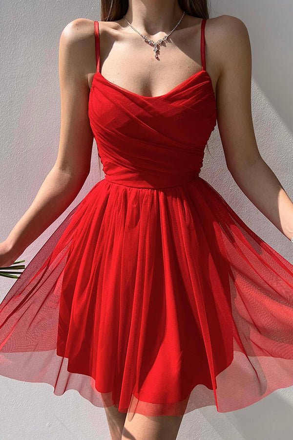 Robe courte trapèze en tulle, robe de soirée fg350