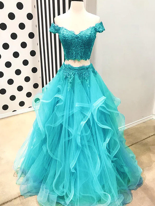 Crop Top Zweiteiliges Ballkleid für Teenager Abschlussballkleid fg500