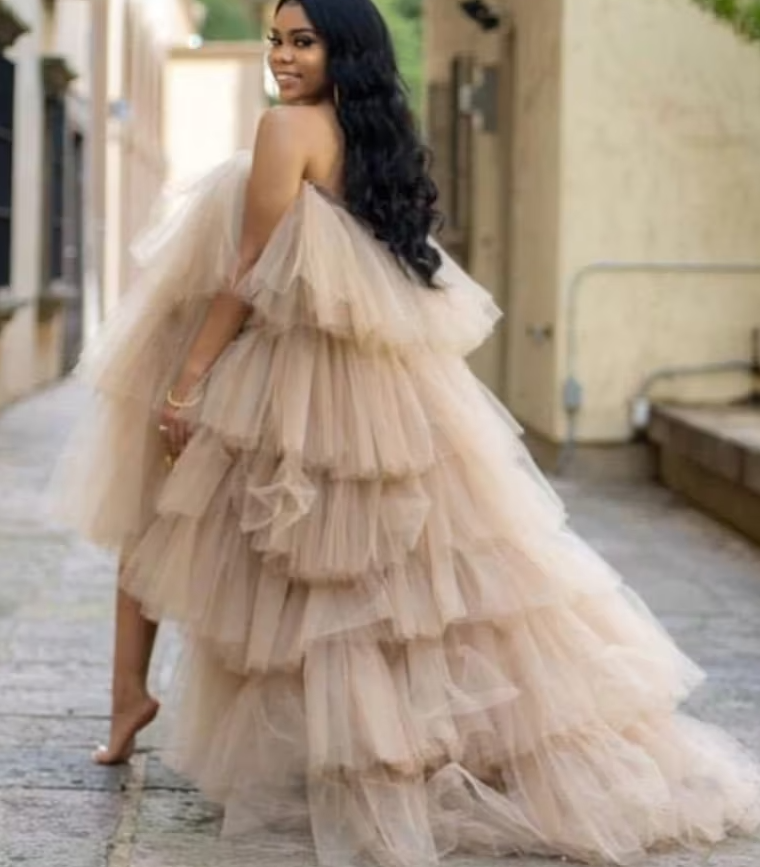 Romantic Tulle Prom Dress | Unique Prom Dress | Tulle Fairy Long Prom Dress For Women fg563