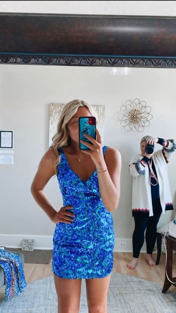 Robe de soirée courte bleue à paillettes, tenue de soirée scolaire fg67