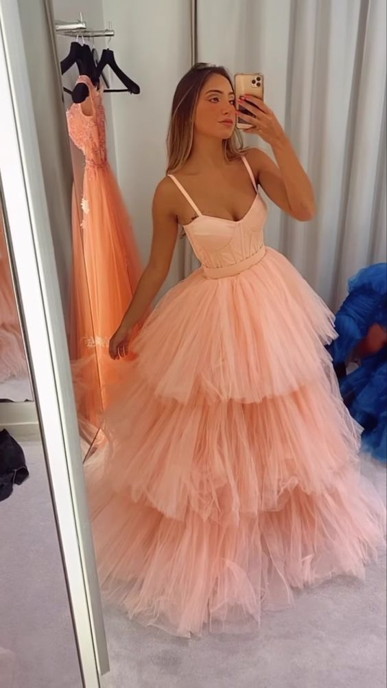 Langes Tüllkleid, Tüll-Ballkleider, formelles Ballkleid fg780