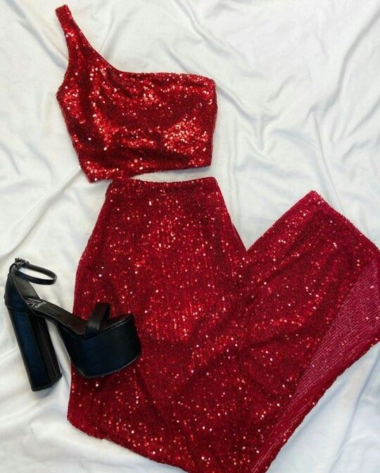 Robe de bal rouge deux pièces, style sirène, fg864