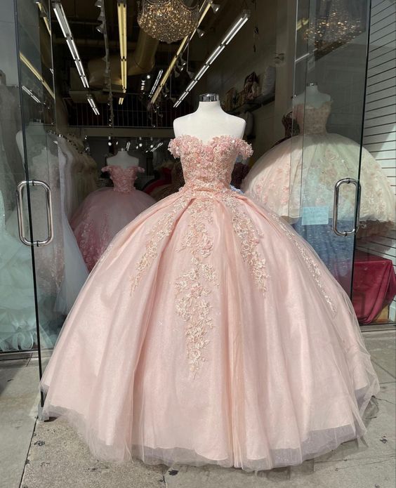 Quinceanera-Kleider, Spitzenapplikationen, Sweet 16-Kleid, Ballkleid, Abschlussballkleid, fg896