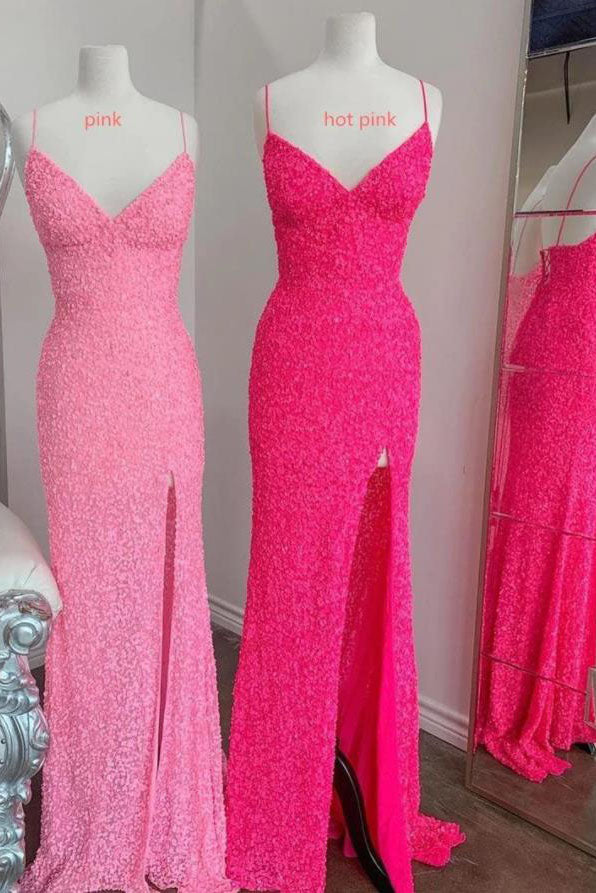 Robe de bal longue style sirène à paillettes scintillantes, col en V, nouvelle collection fg95
