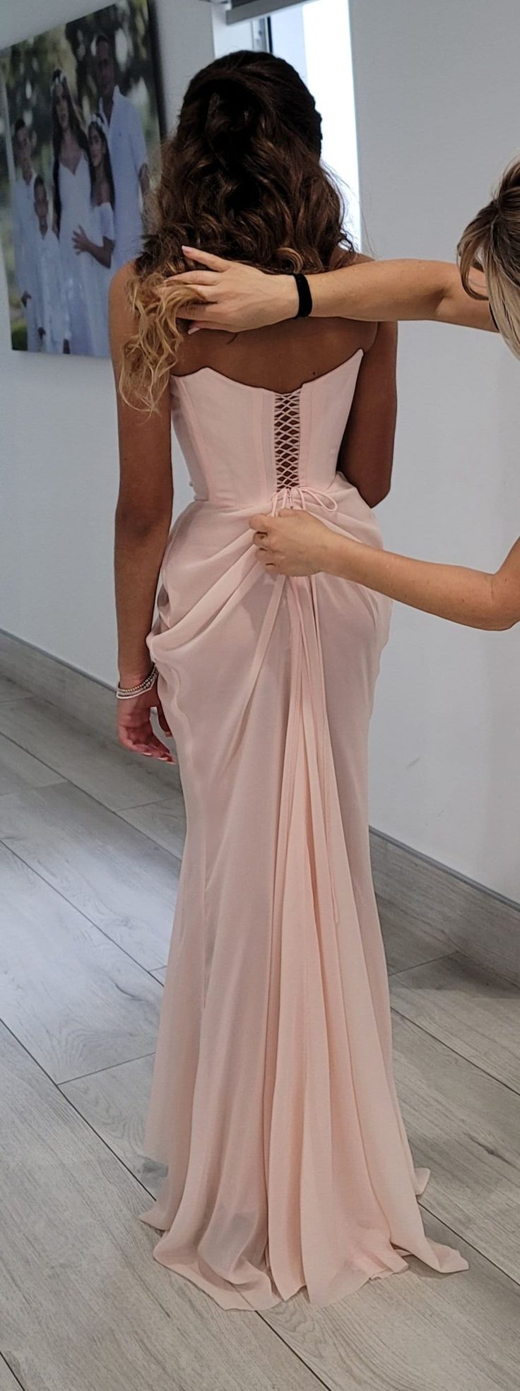 Pink vintage elegant beaded chiffon evening dress    fg7371
