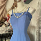 Blue Spaghetti Straps Ankle Length Prom Dress Sleeveless Evening Party Dress   fg7382