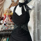 Elegant Black Halter Prom Dress Sleeveless Evening Party Dress   fg7381